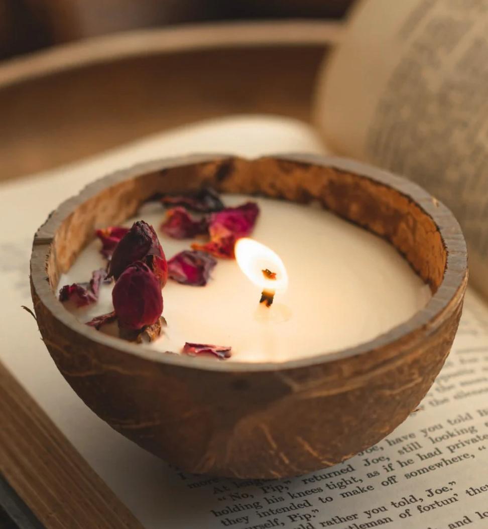 Rose Coconut Shell Calm Ritual Candle