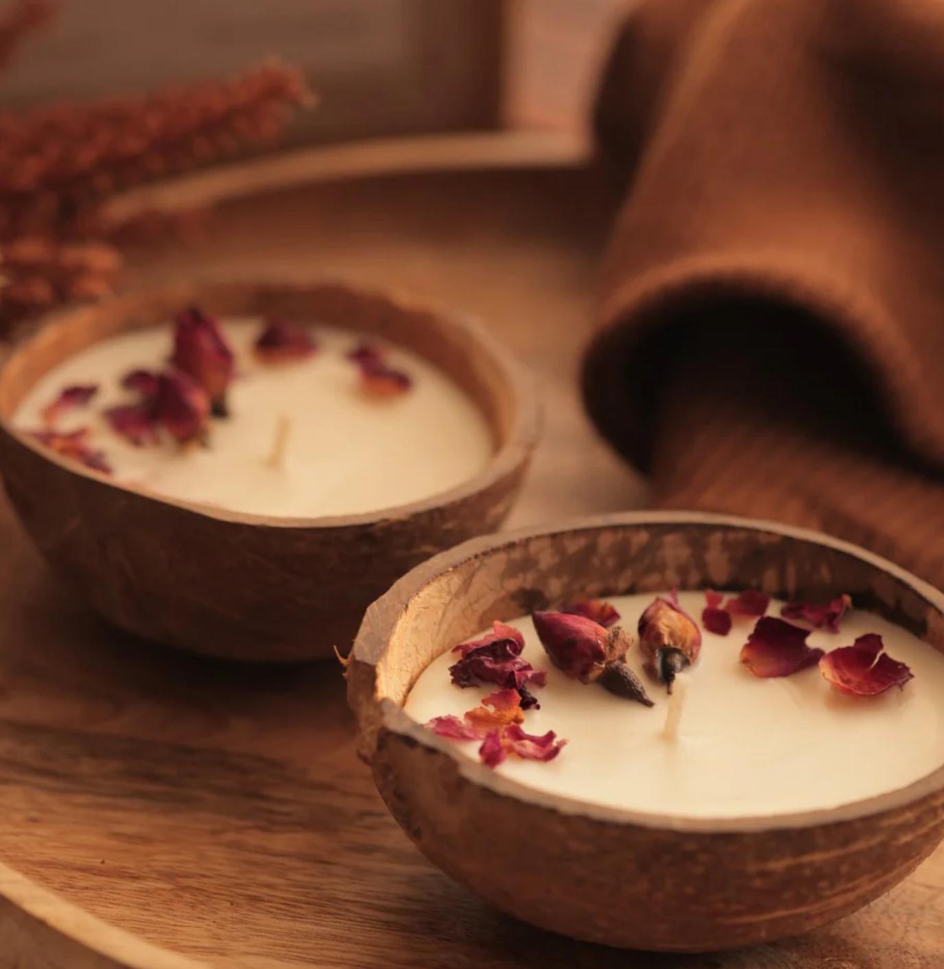 Rose Coconut Shell Calm Ritual Candle