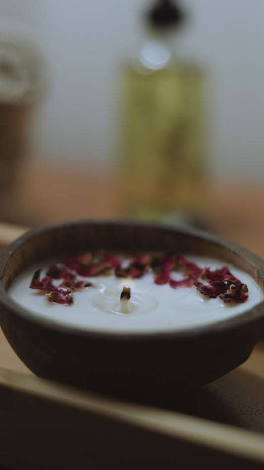 Rose Coconut Shell Calm Ritual Candle